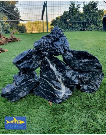 Black landcape rock [aman] 3 to 4 pieces box 5 kg
